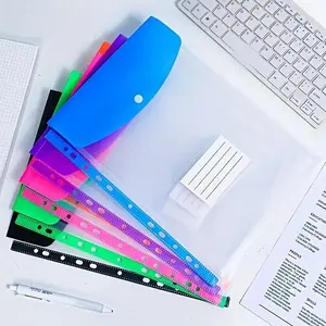 12-Piece High-Capacity A4 File Folders, Modern PP Material, Expandable Buttons & Label Pockets, Ideal for School Home Office Travel