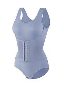 Women's Front Button Minimalist Casual High Compression High Stretch Shapewear Bodysuit, Waist Cinching Butt Lifting One-Piece Bodycon Postpartum Slimming Underwear, Plus Size Outer Wear