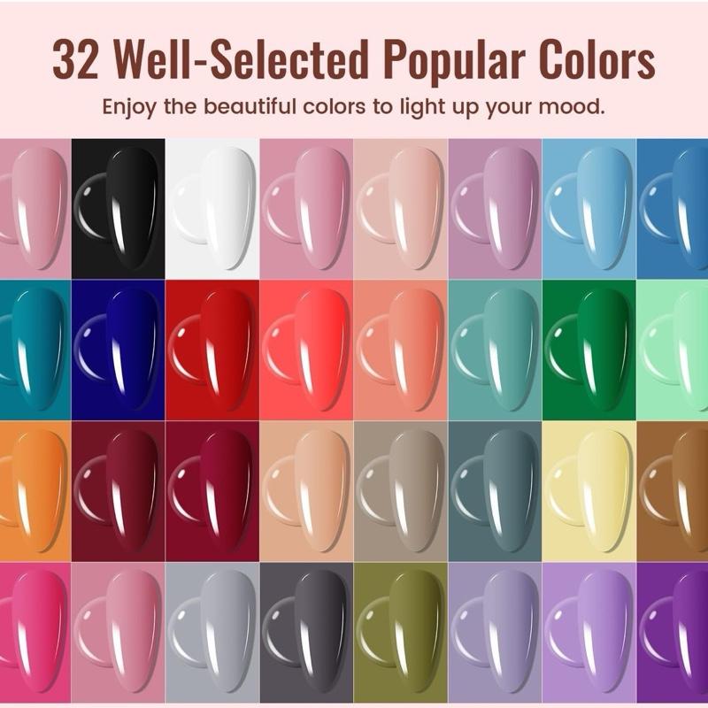 Gel Nail Polish Kit with U V Light 32 Colors - Includes Gel Nail, 4 ...
