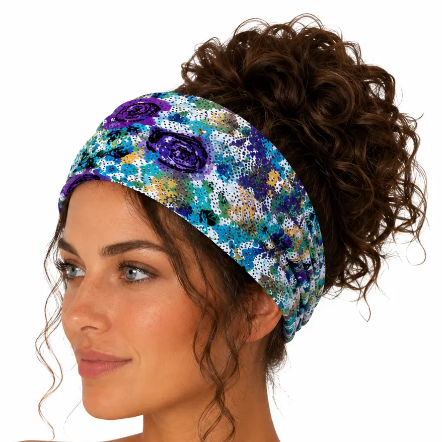 Floral Wide Headband | Handmade in USA | Limited edition Fabric Headband for Women, Soft Stretch Boho Hair Wrap for Curly Hair, Thick Hair & Messy Buns