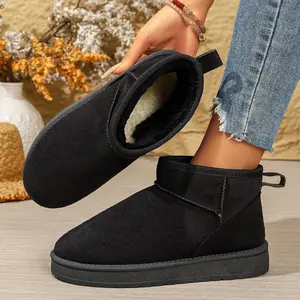 Winter women’s fleece-lined, thickened slip-on cotton shoes—outdoor non-slip, cold-resistant snow boots