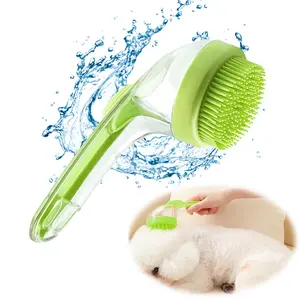 2 in 1 Pet Bath Brush, Dog Bath Brush with Shampoo Dispenser, Silicone Massage Brush, Cat Grooming Supplies, Bath Accessories for Dogs & Cats