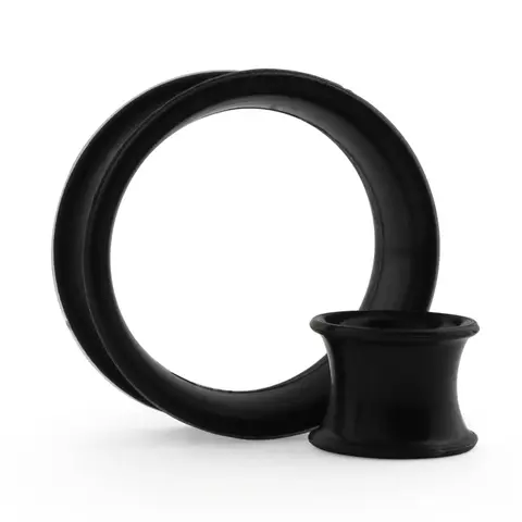 Unisex Black Silicone Ear Skins - Multi-Size Customizable Rubber Body Jewelry Set, Soft Squishy Double-Flare Embellishments & Fashion Accents