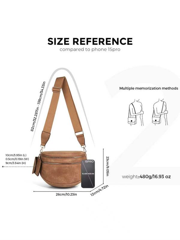 Large Crossbody Bag for Women Ladies' Saddle Bag Girls Sling Bag with Adjustable Strap and Coin Purse Stylish Urban Minimalist Commuting Lightweight Single Shoulder Women's Bag