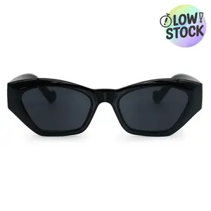 Bright as my Future - Black Cat Eye Sunglasses for Women Trendy Square Tinted Lens Lightweight Durable Wrap Around Sustainable Materials
