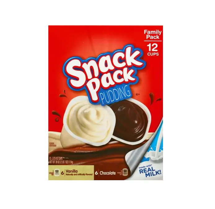Snack Pack Chocolate and Vanilla Flavored Pudding Cups Family Pack, 12 Count Pudding Cups (1 Pack)