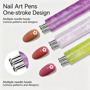 1pc Nail Art Pen, Acrylic Stick, Multiple Colors Available, Flower Petal Pattern, DIY Style