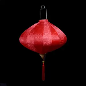 Small Red Vietnamese Silk Lantern, Diamond Shaped