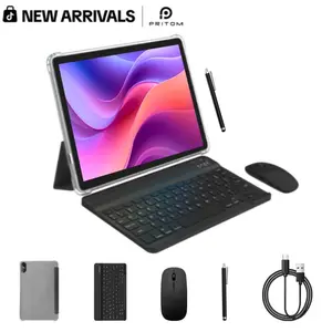 [New Arrivals]PRITOM 2026 Android 15 Tablet 12GB(4+8)RAM 64GB ROM With Bluetooth Audio Dual Cameras 2-in-1 Detachable Keyboard Set 10.1-inch Screen Perfect MothersDay Gift & Back-to-School Gift