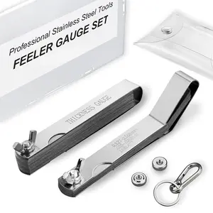 Stainless Steel Feeler Gauge Set, 2 count 32  Feeler Gauge & 16  Offset Thickness Gauge with Standard SAE and Metric Dual-Marked, Filler Gauge Set for Measuring Spark Plug Valve Gap