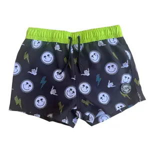 Sunshine State of Mind Swim Trunks - Toddler Baby Boy Kid Youth Swim Trunks - Checkered neon smiley