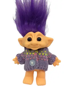 Russ Troll Purple Hair Vintage Collectible Good Luck 5" Figure Vinyl Doll with Nostalgic Humor Perfect for Collectors