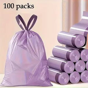 Drawstring Purple Garbage Bags, High Quality Plastic Garbage Bag, Colorful Garbage Bag   , Suitable Kitchen, Bathroom, Bedroom, Living Room, Home Use- Portable Trash