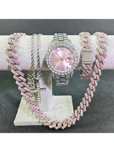 Hip-hop case and fashionable strap necklace set, with a dial suitable for both men and women. Perfect for parties, Valentine's Day and birthday gifts. The ideal choice for family gifts, a must-have for rap gatherings, handcrafted, party star