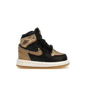 Jordan Toddler's 1 Retro High OG Black Metallic Gold Basketball Shoes, from StockX