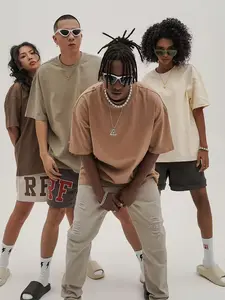 Gymoon 260g Heavyweight Double Yarn Dropped Shoulder Oversize Short Sleeve T-shirt, soft and breathable, not easy to deform or pill, skin-friendly and non-irritating, available in Menswear Bestie Operator Top Tshirt Streetwear Tropical Oversized Casual Ro