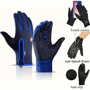 1pair Warm And Waterproof Touchscreen Gloves For Winter Sports