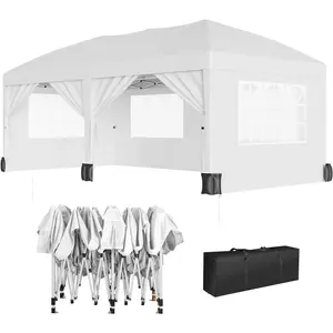 10x20 Heavy Duty Pop-Up Canopy Tent with 6 Sidewalls & 6 Sandbags – Waterproof Outdoor Gazebo for Weddings, Parties & Backyard Gatherings