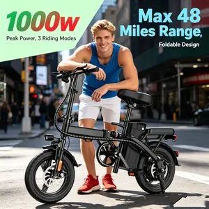 12-Month Warranty, ASKMY E14 Urban Folding E-Bike 1000W,  Enhanced Safety Battery, Dual Disc Braking System | UL2849 Certified,Easy Storage- Long Range 45 Miles | 14" Compact Tires,
