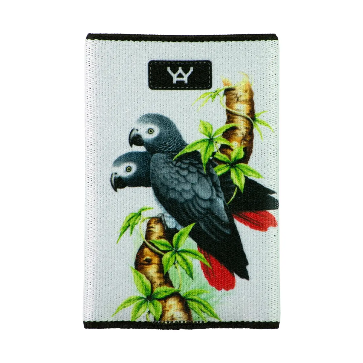 YaYwallet Minimalist African Grey Woven Elastic Card Holder for Men & Women, Anti-Theft RFID Blocking Wallet, Machine Washable, Made in USA, Minimalist Wallets, African Grey Card, Wallet Card Holder, Polyester