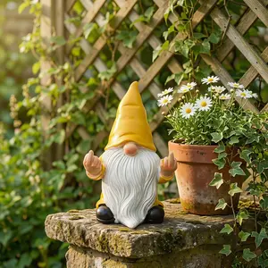 and Dwarf Garden Sculpture, Garden Accessories, Bold Middle Finger Gesture, Outdoor Decorative Statue, Unique Home Accent Piece
