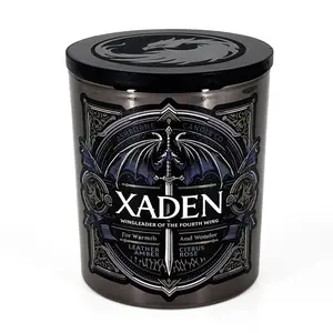 Xaden - Fourth Wing Inspired 8oz Scented Candle - Leather, Mint, Amber, Citrus, Rose - Natural Coconut Wax - 35 h Burn Time - Bookish Decor
