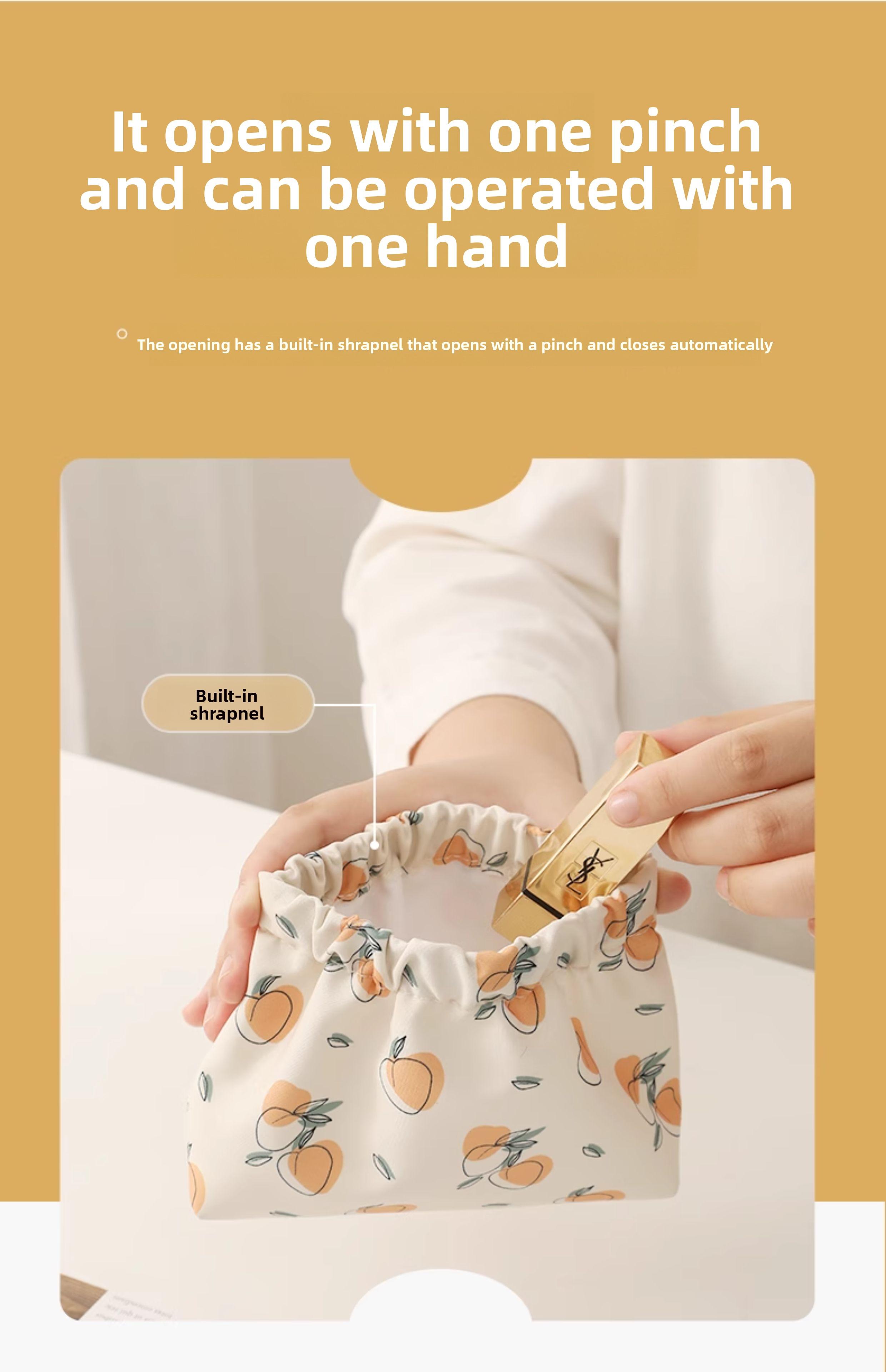 Self-Closing Waterproof Makeup Bag - Shrapnel Storage Bag for Girls with VITALITY Design