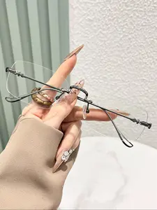 Unisex Metal Frameless Square Glasses, Stylish Trendy Eyewear, Fashionable High-End Design, Durable and Stylish Accessory for Men and Women