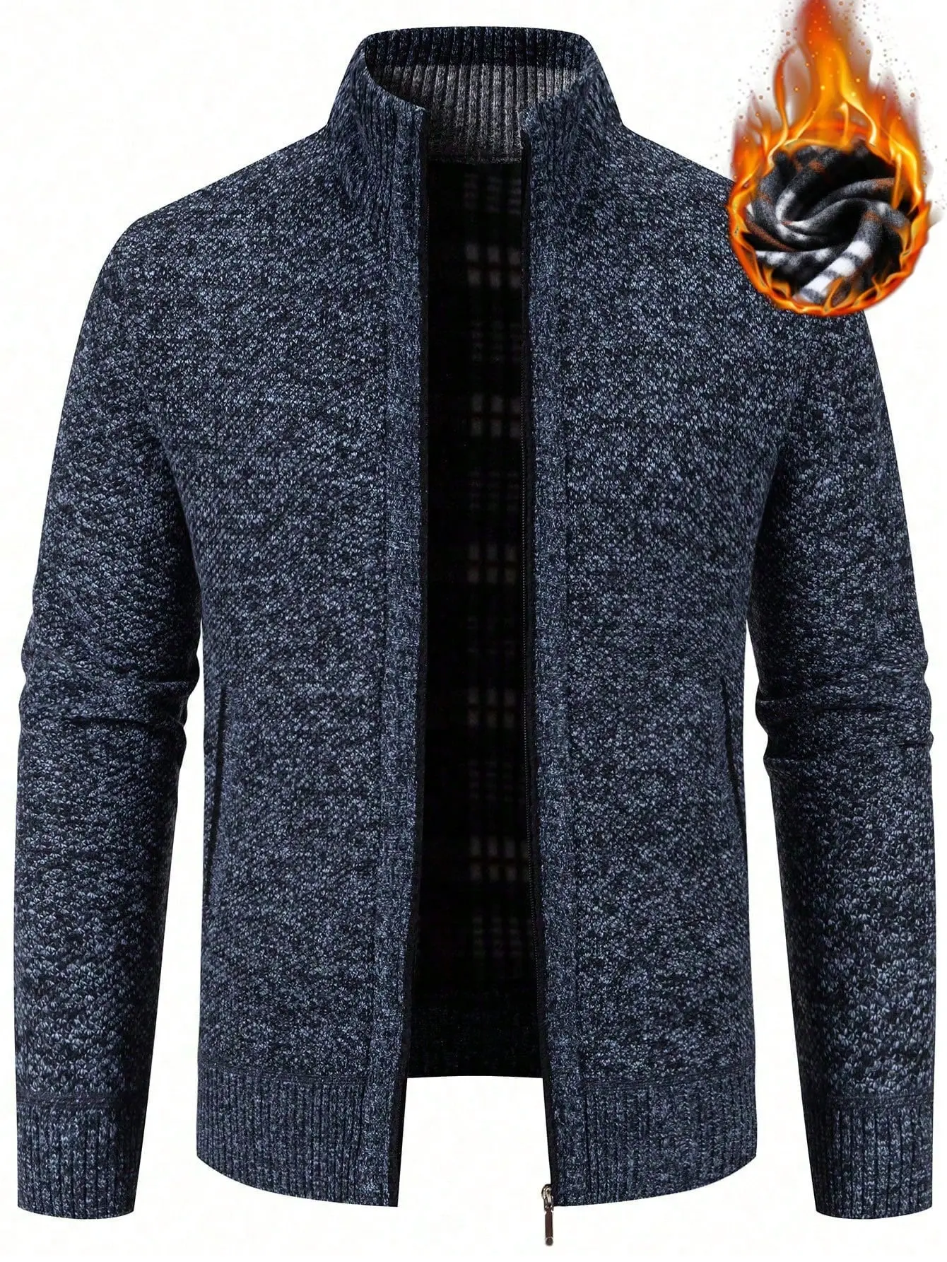 Men's Warm Knit Jacket - Zipper Closure, Pocket Design, OOTD-Friendly for Everyday Wear