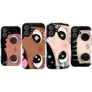Dreamy INS Shoujo Girl Glittering Big Eyes Comic Girl Lovely Phone Case, Kawaii Big Eye Anime Cover for iPhone 17 16 15 14 13 12 Pro Max, Sawako Kuronuma, Cute Y2K Cartoon Girl, Anime Girl