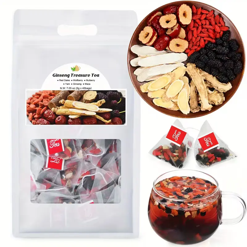 Kidney Tea Formula Ginseng Six Treasure Tea Combination Scented Tea Treasure Tea Red Date Wolfberry Tea Men's Tea Health Tea Mulberry Herbal Formula Health Tea
