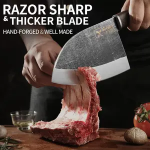 6.6'' Meat Cleaver - Serbian Chef Knife, Sharp Butcher Knife for Meat Cutting, Japanese High-Carbon Kitchen Chopping Knife for BBQ
