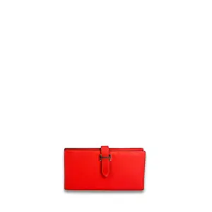 Pre-owned HERMÈS Epsom Leather Small Leather Goods Epsom Rose Jaipur Bearn Wallet