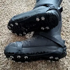 ZUXNZUX Crampons, Ice Cleats for Shoes and Boots, Silicone Stainless Steel Grippers Shoe Spikes Grips Traction for Ice Snow, Winter Hiking Climbing Ice Fishing