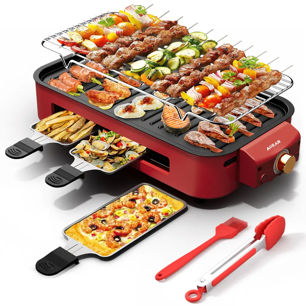 Indoor Smokeless Grill, Non-StickCooking Removable Plate,1500W, DishwasherSafe, Suitable for Grilling, Roasting & Frying