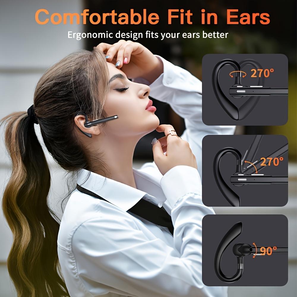 Bluetooth V6.1 Wireless In-Ear Earbuds with Microphone - 24hr Truck Driving Use, 60-Day Standby, Waterproof, 20kHz Audios, Included Cable, Compatible with iPhones, Android Mobile Devices, Samsung Laptops (Black), Includes Cable