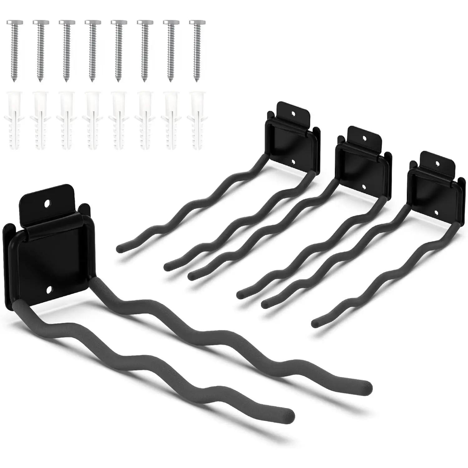 Garage Hooks, Ladder Hangers for Garage Wall, Shovel Holder, 4 Pack Heavy Duty Hook for Ladder, Rake, Folding Chair, Yard Tools, Garden Tool, 12" Wave Curved Utility Hooks