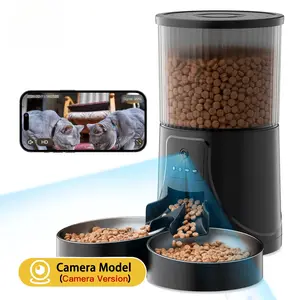 Automatic Pet Feeder with Camera, 1080P HD Video , 2.4G WiFi Pet Feeder with 2-Way Audio, 4L Large Capacity, Dual Bowl Design for Cats and  Dogs # Summervibes