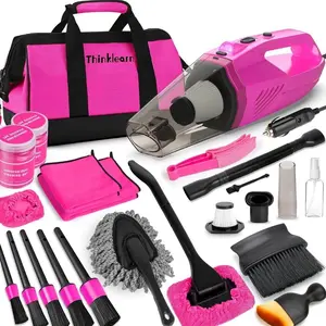 19pcs/Set Car Cleaning Wash Kit Interior Detailing Cleaner Kit With High Power Handheld Vacuum, Brush Set, Windshield Tool, Duster, Towels, Complete Car Care Tool