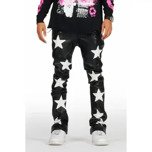 Steen Black PU Stacked Flare Jean Steen Black PU Stacked Flare Jean