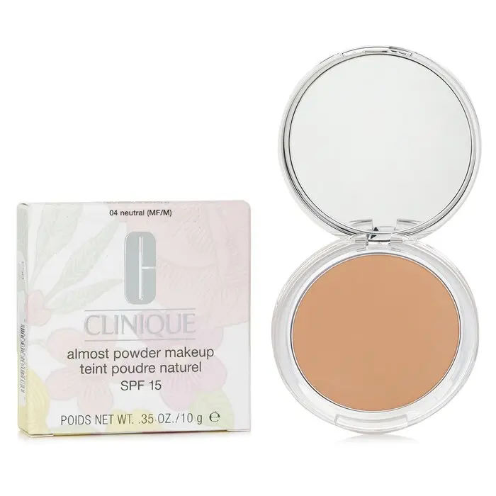 Clinique Almost Powder Makeup SPF 15 - No. 04 Neutral, Flawless Lightweight Foundation for All Skin Types, Hypoallergenic, 10g/0.35oz, Concealer Makeup