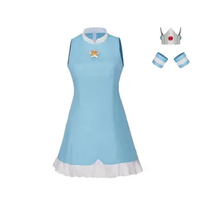Orosa Lina Blue Sleeveless Dress Cosplay Costume | Anime Game Character Outfit | High-Quality Cosplay Apparel