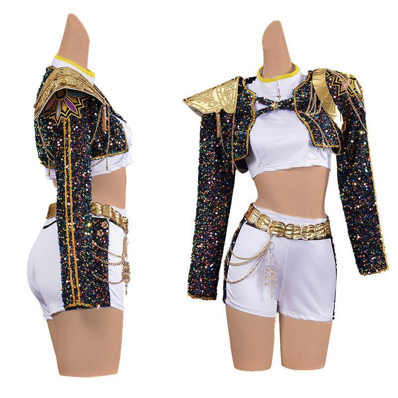 KPop Demon Hunter Gold Outfit  | Fantasy Cosplay Costume for Stage, Party & Dance Performances Clothes