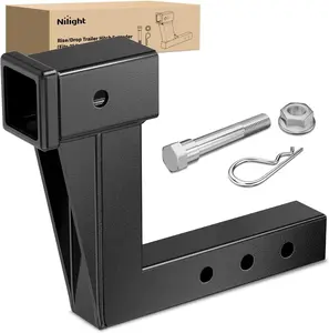 Nilight Trailer Hitch Extension Riser for 2 Inch Receiver with 8 Inch Rise or Drop with Bolt Nut Clip 10,000 lbs Capacity Adjustable Extend 4.7" 6.7" 8.6" Length Black Coated for Class I-VI Receivers
