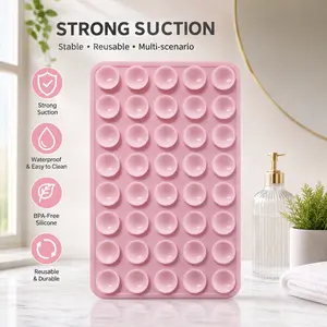 Strong Grip Mobile Phone Mount with Waterproof Double-Sided Vacuum Suction Pad, 80-Cup Reusable Hands-Free Silicone Sticker for Phone Cases, Mobile Accessories