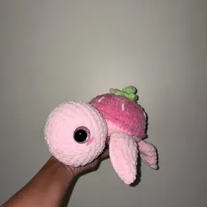 Crocheted Strawberry Turtle Plushy