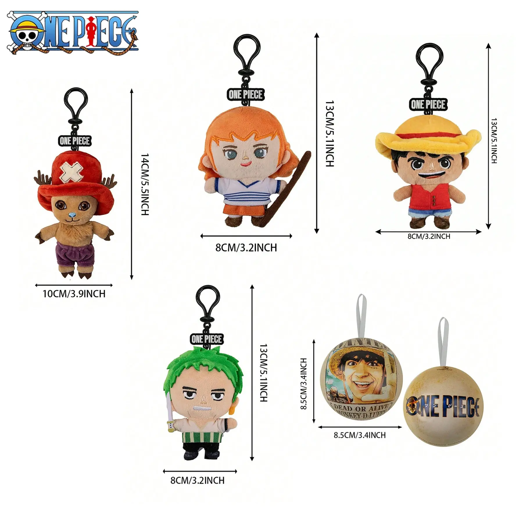 One Piece Officially Licensed Live Action Plush Keychain, Luffy