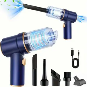 AMSHAK Mini Vacuum Cleaner for Car, 4000Pa 50W High Power Handheld Vacuum Cordless, 2 in 1 Air Duster with LED Light and Multi-Nozzles, Rechargeable Car Vacuum Cleaner for Car, Home, Office