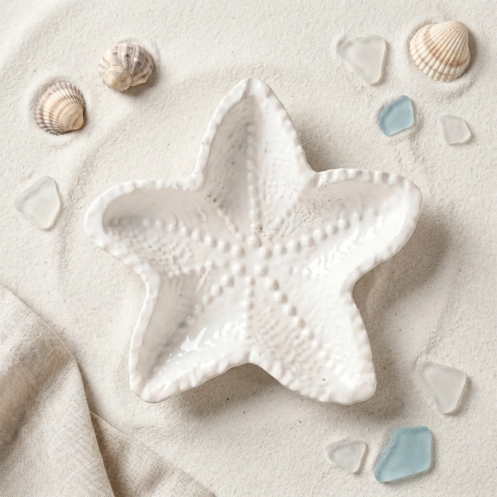 Starfish Catchall Tray Gypsum White 4" | Coastal Jewelry Dish | Handmade | Sunsum
