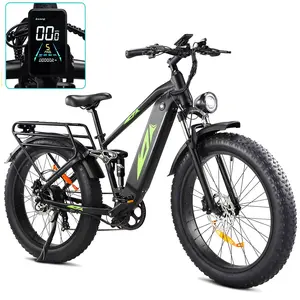 GARVEE 26'' Fat Tire Mountain Bike with Dual Shock Absorbers, Electric Bike for Adults, 48V 17.5Ah Removable Battery, 1000W Motor, 60 Miles Long Range 28 Mph, 7-Speed Gear, Front/Rear Hydraulic Disc Brake
